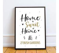 RED OCEAN New House Gift Personalised Print Framed Unique Moving House Warming Gift (A4 Print with Black Frame - PERSONALISED Home Sweet Home)