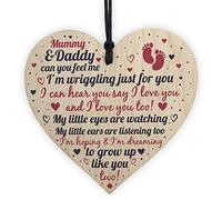 RED OCEAN New Mum And Dad Gifts Wooden Heart For Mum And Dad Baby Gift