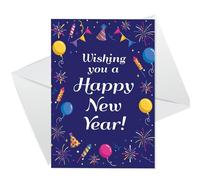 RED OCEAN New Year Card for Family & Friends, Happy New Year Eve Celebration with White Envelope