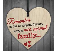 RED OCEAN Nice Normal Family Novelty Wooden Hanging Heart Plaque Home Shabby Chic Sign