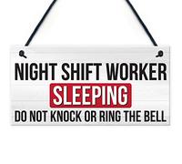 RED OCEAN Night Shift Worker Sleeping Do Not Disturb Hanging Plaque Dr's Nurses Sign
