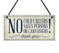 Red Ocean No Cold Callers Canvassers Religious Groups Front Door House Garden Gate Plaque Home Decor
