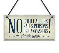 Red Ocean No Cold Callers Canvassers Religious Groups Front Door House Garden Gate Plaque Home Decor