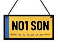 Red Ocean NO1 Son Licence Plate Hanging Sign Number Plate Plaque Gifts For Son From Mum and Dad Novelty Gift For Birthday Christmas Gifts For Him