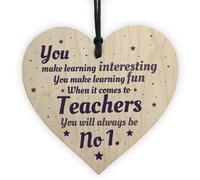 Red Ocean No1 Thank You Teacher Gift Wooden Heart Leaving Nursery School Teaching Assistant Present