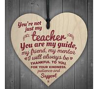 RED OCEAN Not Just My Teacher Mentor Tutor Support Leaving Gift For Men Women Wooden Heart Plaque Friendship Sign