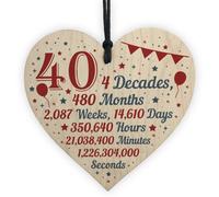 Red Ocean Novelty 40Th Birthday Christmas Handmade Wooden Hanging Heart Sign Keepsake Funny Gift For Friend Brother