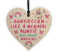 Red Ocean Novelty Auntie Gift Wood Heart Birthday Christmas Gift For Her Unicorn Gift Keepsake