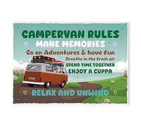 Red Ocean Novelty CAMPERVAN RULES SIGN Wall Door Plaque Novelty Campervan Sign For Home Gift For Men Women Campervan Lover Gift Campervan Accessories Gift For Him Her Friendship Gift