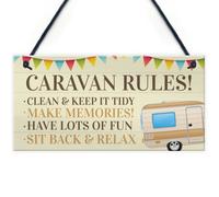 Red Ocean Novelty Caravan Rules Hanging Plaque Garden Sign Caravan Decor Motorhome Campervan Gifts