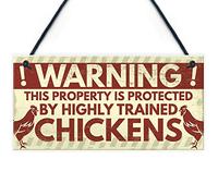 Red Ocean Novelty Chicken Warning Sign Pet Bird Hen Gifts