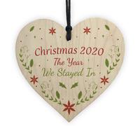 Red Ocean Novelty Christmas 2020 Decoration Quarantine Gift Hanging Wood Heart Tree Decoration