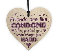 RED OCEAN Novelty Funny Friendship Gift Rude Best Friend Birthday Handmade Wooden Hanging Heart Plaque