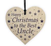 Red Ocean Novelty Gift For Uncle Christmas Wood Heart Thank You Gift For Him Best Uncle Gift