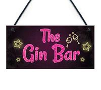 RED OCEAN Novelty Gin Bar Sign Neon Effect Home Bar Man Cave Kitchen Sign Gin Gifts