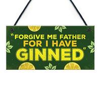 Red Ocean Novelty GIN Plaque Funny Alcohol Hanging Sign Home Bar Pub Man Cave Decor Gin & Tonic Christmas Gift