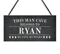 RED OCEAN Novelty Man Cave Sign Personalised This Man Cave Belongs To Home Gift For Men