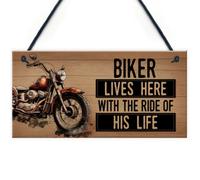 Red Ocean Novelty Motorcycle Motorbike Sign Funny Biker Gifts For Husband Hanging Wall Plaque For Man Cave, Garden Shed