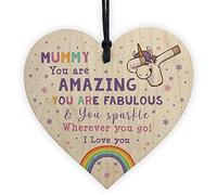 RED OCEAN Novelty Mummy Gift For Birthday Christmas Unicorn Plaque Wooden Heart From Daughter Son