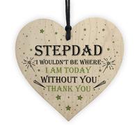 Red Ocean Novelty Step Dad Gifts Wooden Heart Thank You Gift From Daughter Son Step Dad Card