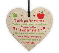 Red Ocean Novelty Thank You Gift For Teacher Teaching Assistant Wooden Heart Gift For Him Her