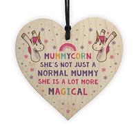 RED OCEAN Novelty Unicorn Gifts For Mummy Mum Funny From Daughter Son Handmade Wooden Heart Plaque