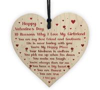 Red Ocean Novelty Valentines Gift For Girlfriend Wooden Heart Gift For Her Special Keepsake Love Sign