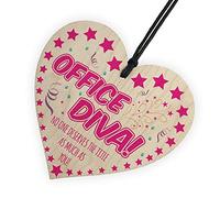 Red Ocean Office Diva! Wooden Hanging Heart Colleague Gift Novelty Work Office Funny Sign