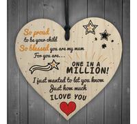 Red Ocean One In A Million Mum Wooden Hanging Heart Sign Present For Mummy Mothers Day Birthday Gift From Daughter Or Son