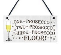 RED OCEAN One Two Three Prosecco Floor Novelty Hanging Plaque Sign Kitchen Drinking Gift