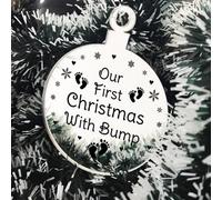 Red Ocean Our First Christmas With Bump Engraved Decoration New Mum Dad Gift Baby Gift