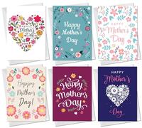 RED OCEAN Pack Of 6 Mothers Day Cards, Mothers Day Card, Card For Mum, Card For Nan, Card For Nanny, Card For Nanna, Card For Nanny, Card For Step Mum, Card For Her, Mothers Day Greetings Cards