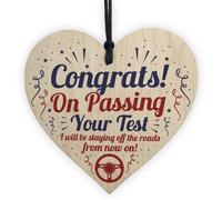 Red Ocean Passed Driving Test New Driver Funny Congratulations Gift Wooden Heart Plaque Present Driving Gifts