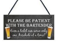 Red Ocean Patient Bartender Funny Pub Landlord Alcohol Gift Hanging Plaque Man Cave Sign