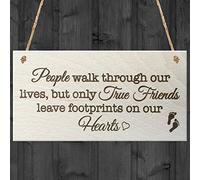Red Ocean People Walk Through Our Lives, But Only True Friends Leave Footprints On Our Hearts Hanging Wooden Plaque Friendship Gift Best Friends Sign Present