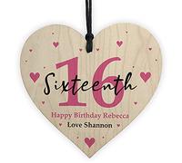 RED OCEAN PERSONALISED 16th Birthday Gifts For Daughter Girl Gift For Her Wood Heart Keepsake