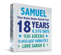 Red Ocean PERSONALISED 18th Birthday Gifts For Him Son Grandson Brother Acrylic Clear Block Gift For 18th Birthday Gift From Mum And Dad Special Keepsake