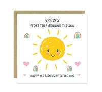 RED OCEAN Personalised 1st Birthday Card For Daughter Granddaughter Niece Goddaughter First Trip Around The Sun First Birthday Card For Baby Daughter From Mum Dad With Envelope Included