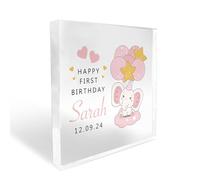 Red Ocean Personalised 1st Birthday Gift For Baby Boy Girl Acrylic Block Babys 1st Birthday Gift New Baby Gift First Birthday Keepsake Nursery Decor Gift For New Mummy Daddy