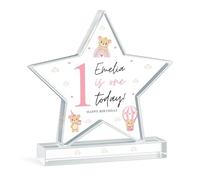 Red Ocean Personalised 1st Birthday Gift For Baby Girl ONE TODAY Acrylic Star Plaque Nursery Decor First Birthday Gift For Daughter Granddaughter Niece Goddaughter Keepsake