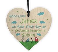 RED OCEAN Personalised 1st Day At School Gift Good Luck Wood Heart Daughter Son Gift Keepsake