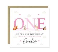 RED OCEAN Personalised 1st First Birthday Card For Beautiful Daughter Granddaughter Niece Goddaughter First Birthday Card For Baby Girl From Mum Dad With Envelope Included