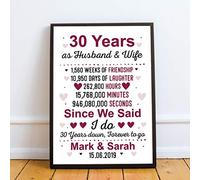 RED OCEAN Personalised 30th Wedding Anniversary For Husband or Wife Framed Print Love Keepsake Gift