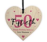 RED OCEAN PERSONALISED 50th Birthday Gifts For Mum Nan Women Gift For Her Wood Heart Keepsake