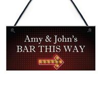 RED OCEAN Personalised Bar This Way Sign Home Bar Sign Pub Alcohol Gift Garden Wall Sign