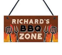 RED OCEAN Personalised BBQ Zone Sign Outdoor Garden Man Cave Sign Gift For Men Funny