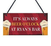 Red Ocean Personalised Beer O Clock Novelty Home Bar Man Cave Sign Beer Gift For Him