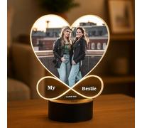 RED OCEAN Personalised Best Friend Birthday Bestie for Women Best Friend Photo Frame with LED Light for Besties Friendship Women Keepsake