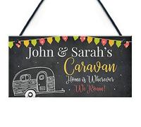 RED OCEAN Personalised Caravan Door Sign Home Decor Gift Shabby Chic Caravan Accessories
