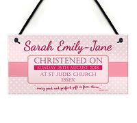 RED OCEAN Personalised Christening New Baby Girl Baptism Hanging Plaque Naming Day Gift Sign